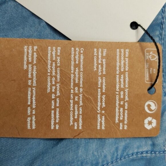 NWT MANGO Chambray square neckline back keyhole camisole - Picture 6 of 8